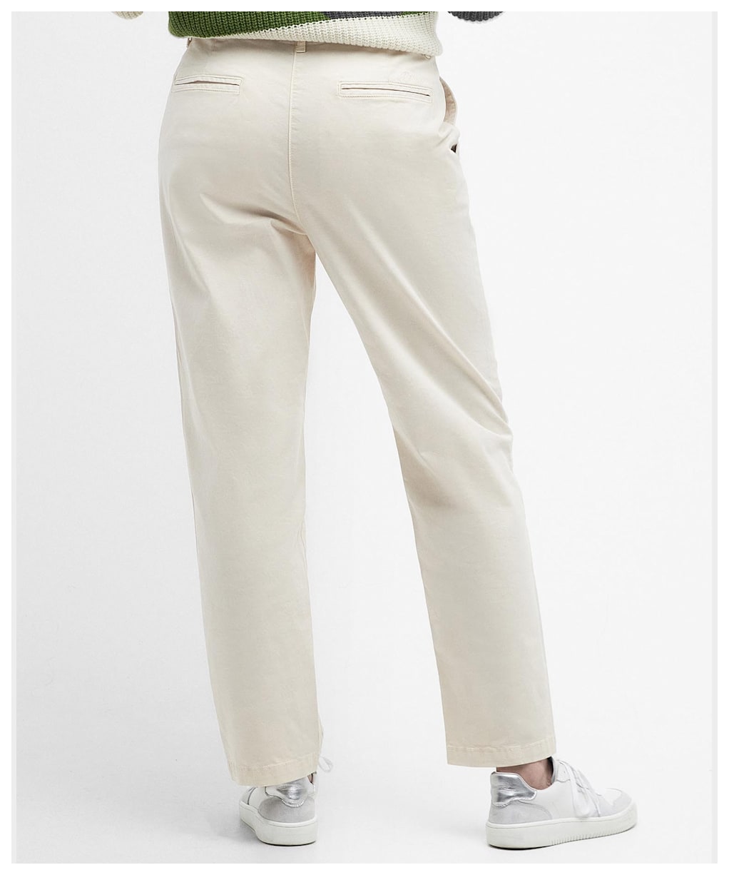 Women's Barbour Cropped Chino Trousers - Ecru