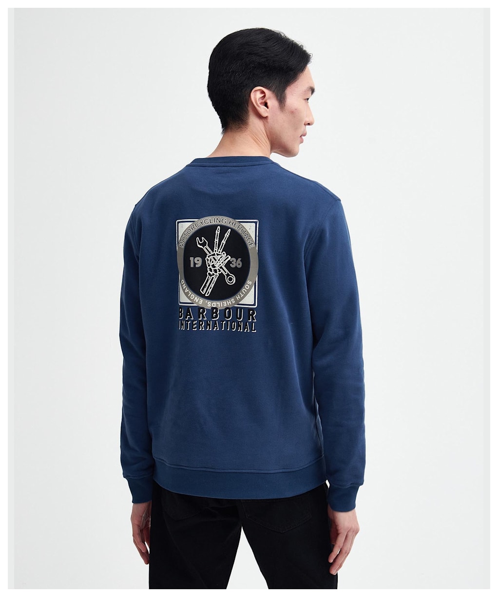Men's Barbour International Jack Crew Neck Sweatshirt - Washed Cobalt
