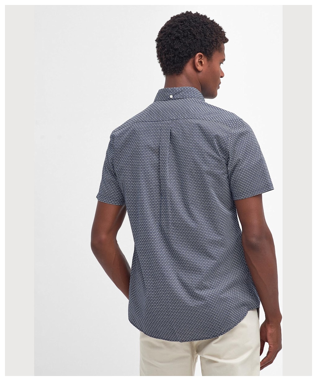 Men's Barbour Shell Short Sleeve Tailored Cotton Shirt - Navy
