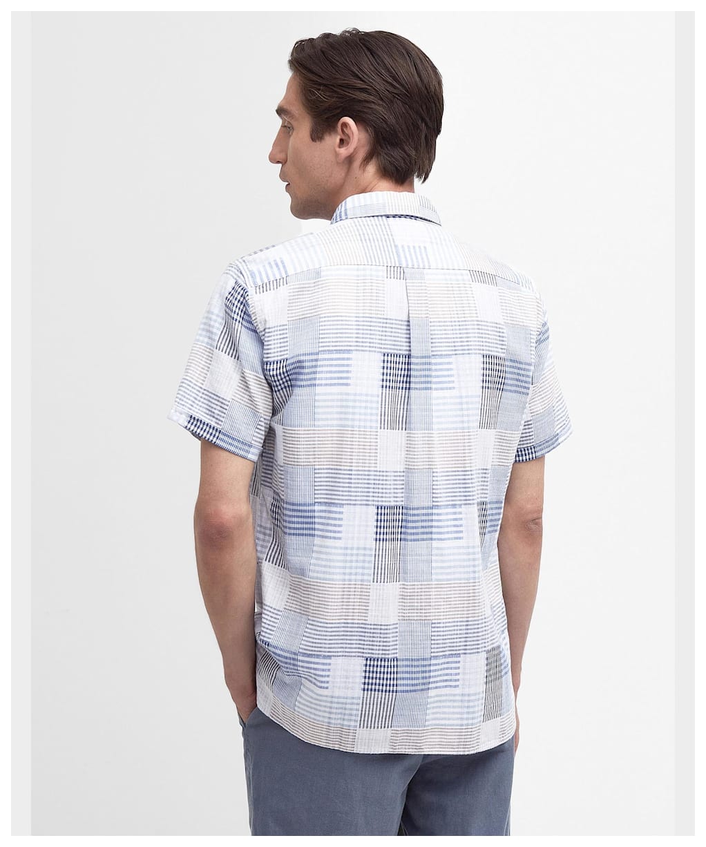 Men's Barbour Oakshore Short Sleeve Summer Cotton Shirt - Sky