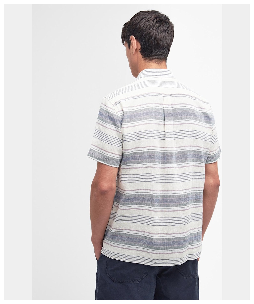 Men's Barbour Crimwell Short Sleeve Summer Fit Linen Blend Shirt - Whisper White
