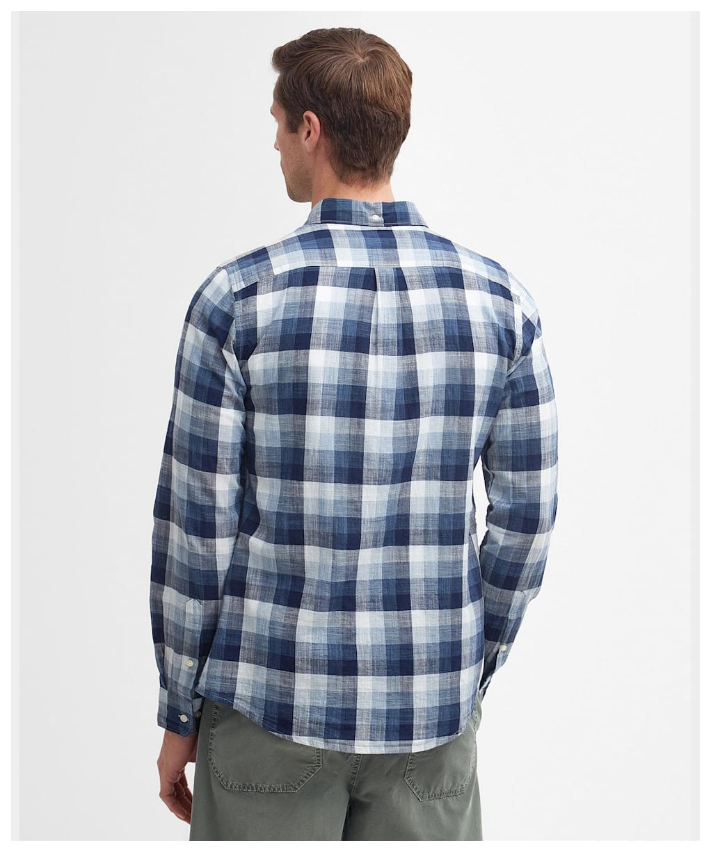 Men's Barbour Hillroad Long Sleeve Tailored Fit Cotton Shirt - Navy