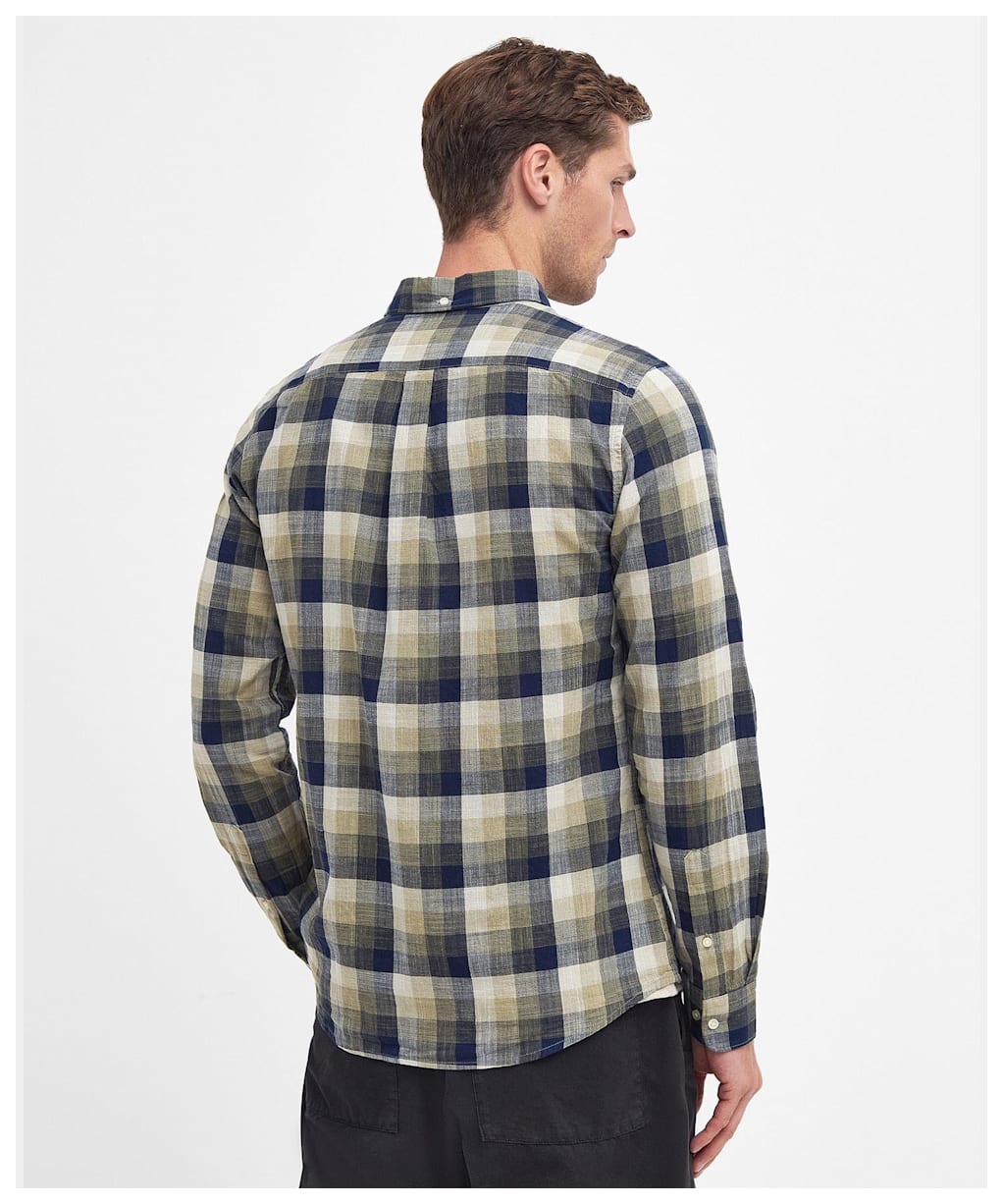Men's Barbour Hillroad Long Sleeve Tailored Fit Cotton Shirt - Olive