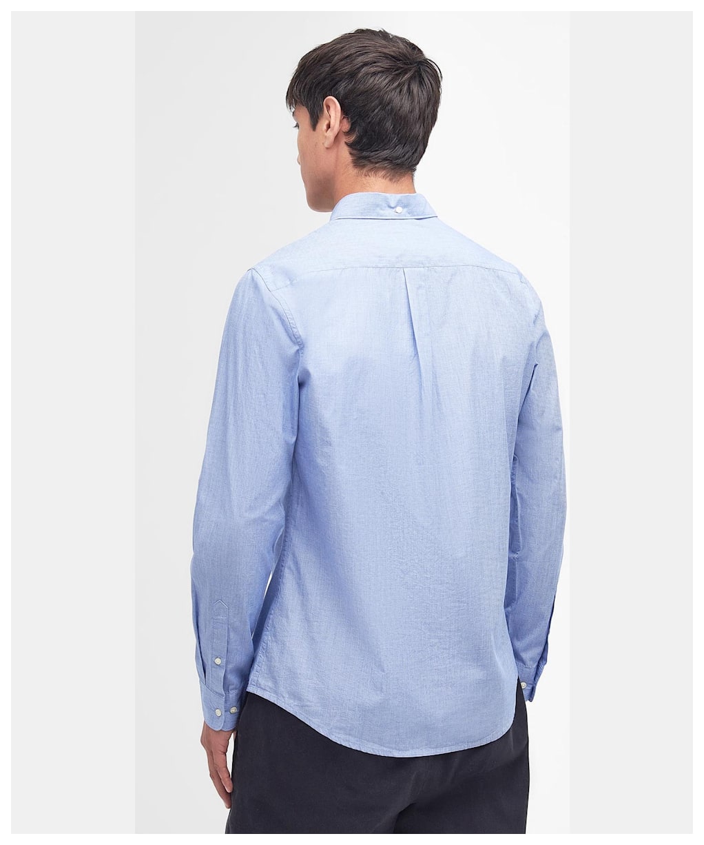 Men's Barbour Crest Poplin Long Sleeve Tailored Fit Shirt - Sky