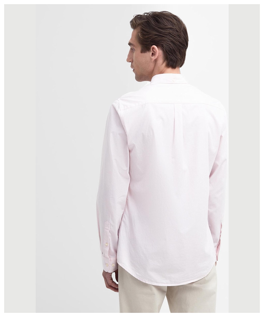 Men's Barbour Crest Poplin Long Sleeve Tailored Fit Shirt - Pink