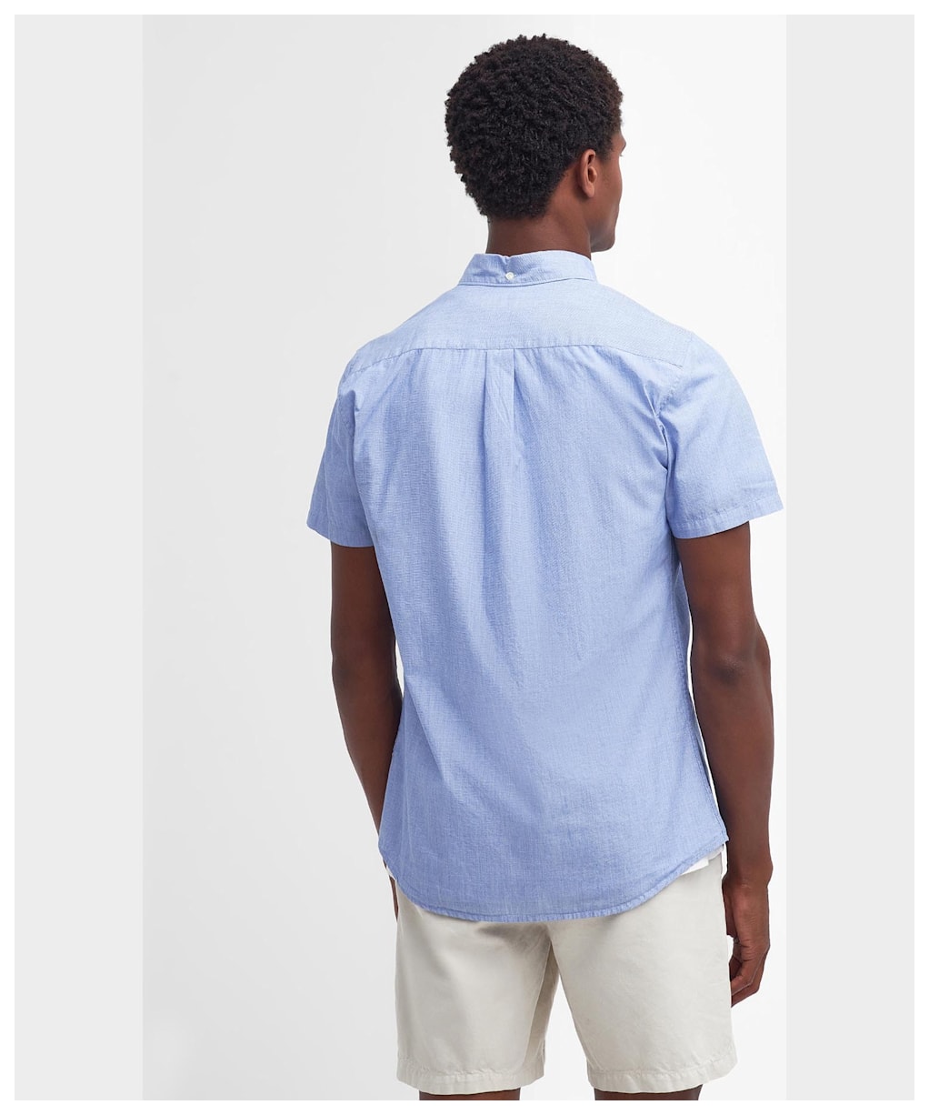 Men's Barbour Crest Poplin Short Sleeve Tailored Fit Shirt - Sky