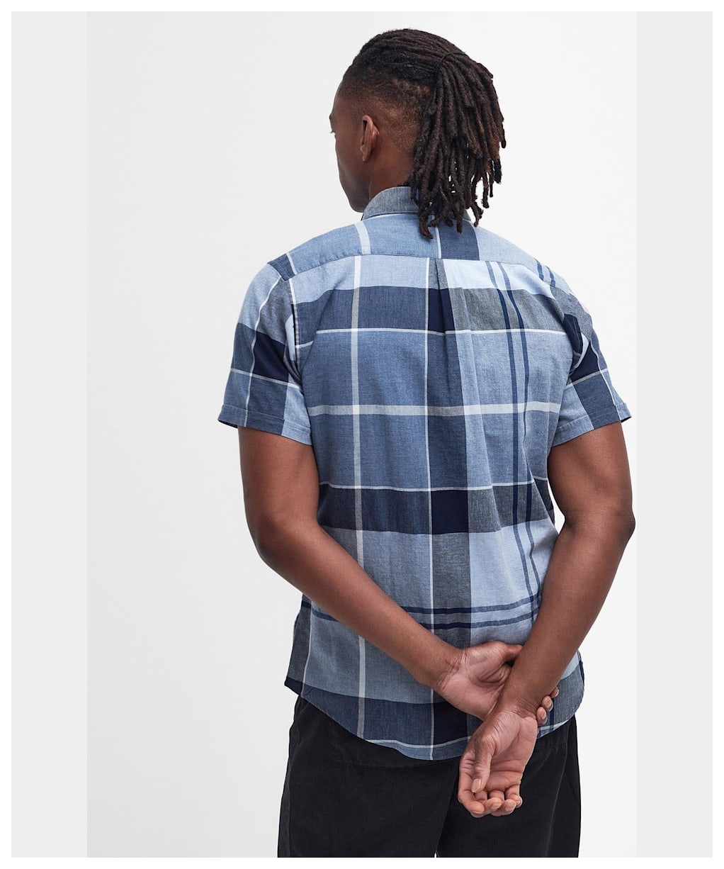 Men's Barbour Doughill Short Sleeve Linen Blend Shirt - Berwick Blue