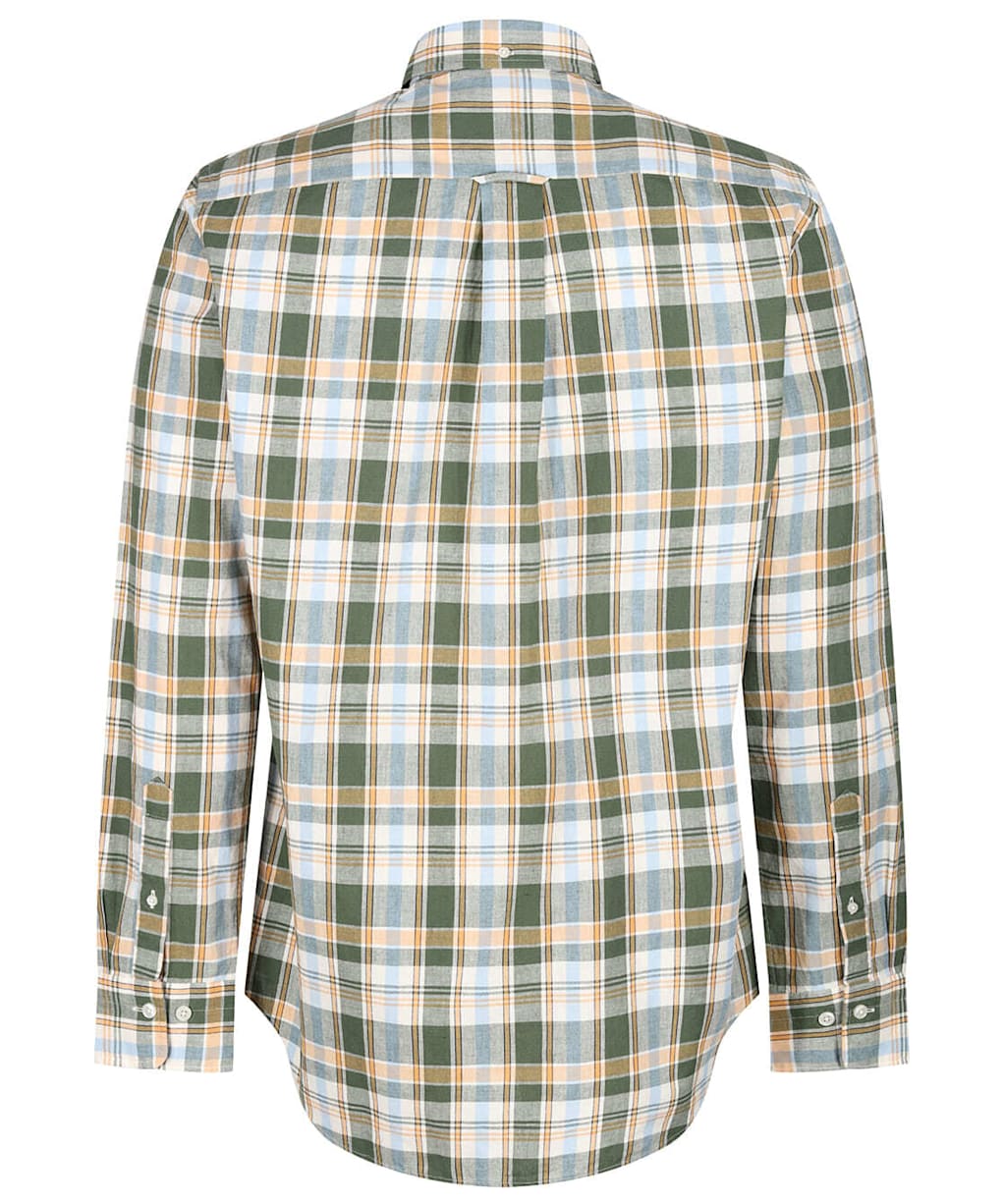 Men's Gant Regular Long Sleeve Cotton Linen Check Shirt - Pine Green