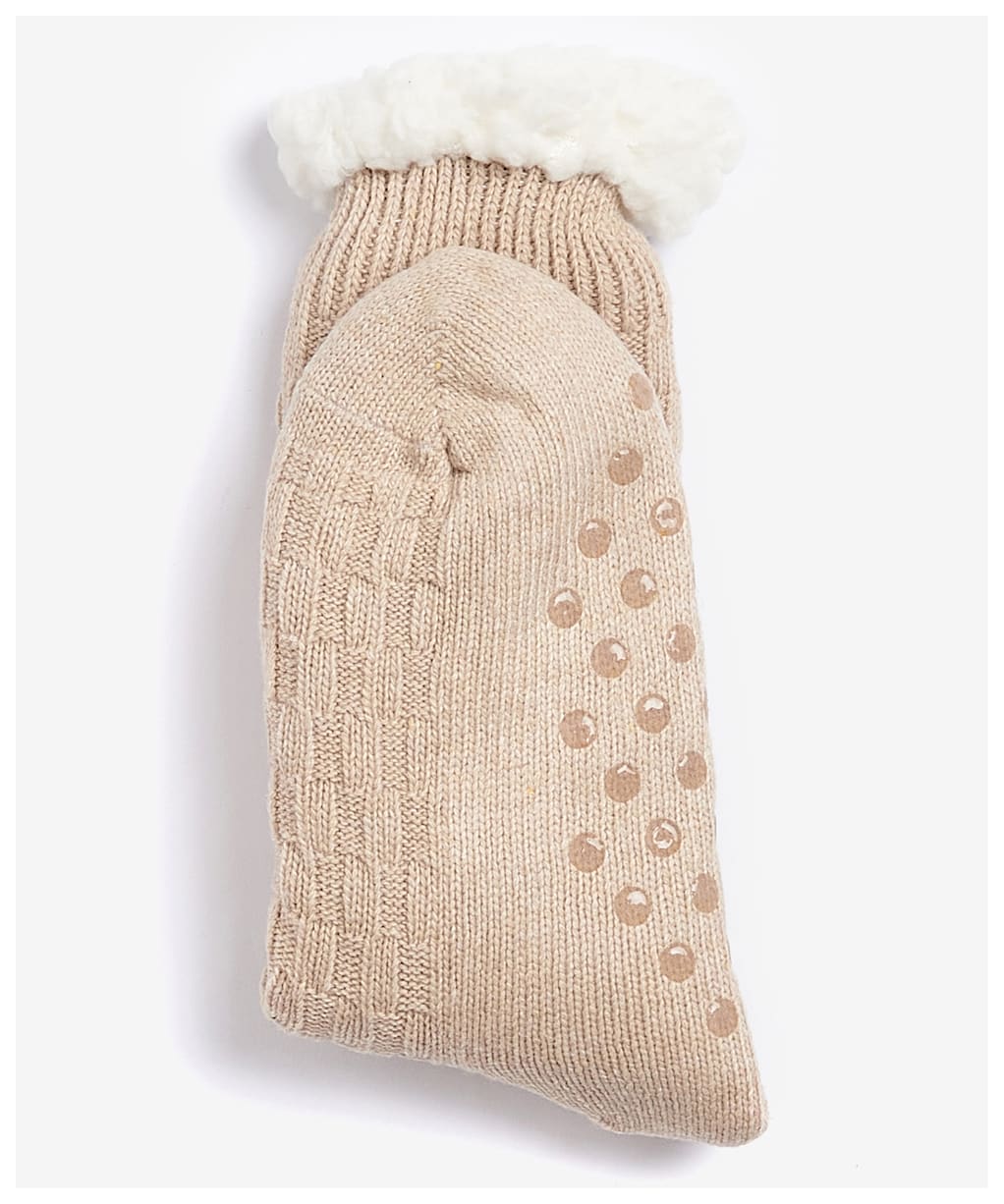 Women's Barbour Cable Knit Lounge Socks - Oatmeal