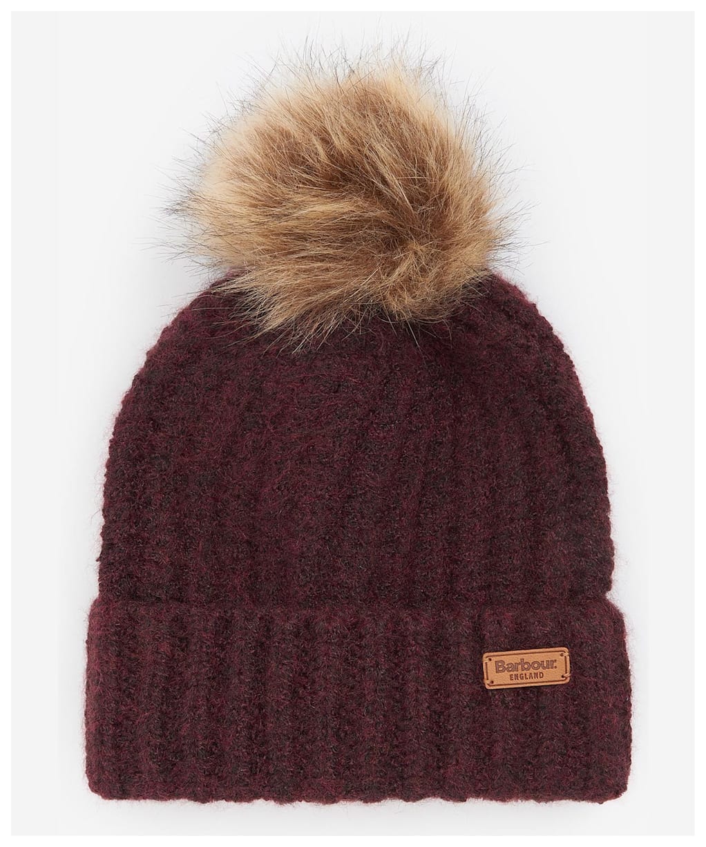 Barbour Saltburn Beanie & Tartan Scarf Set - Cabernet