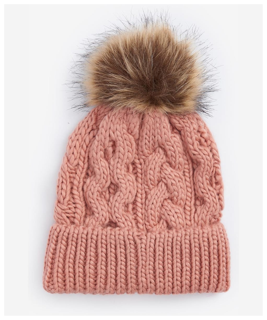 Women's Barbour Penshaw Cable Beanie - Pink Rust