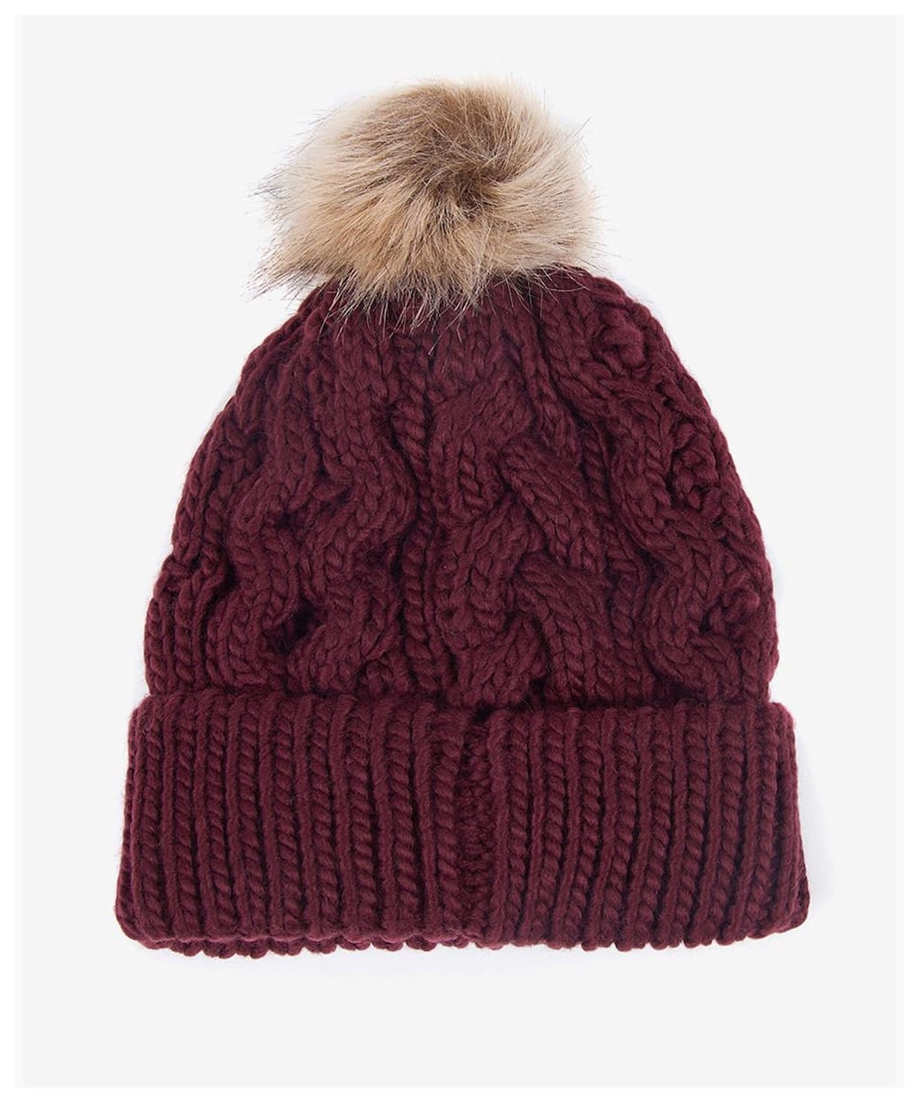 Women’s Barbour Penshaw Cable Beanie - Bordeaux