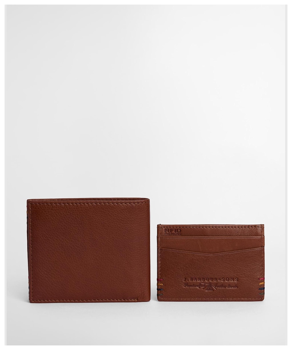 Men's Barbour Cairnwell Leather Wallet & Cardholder Gift Set - Brown