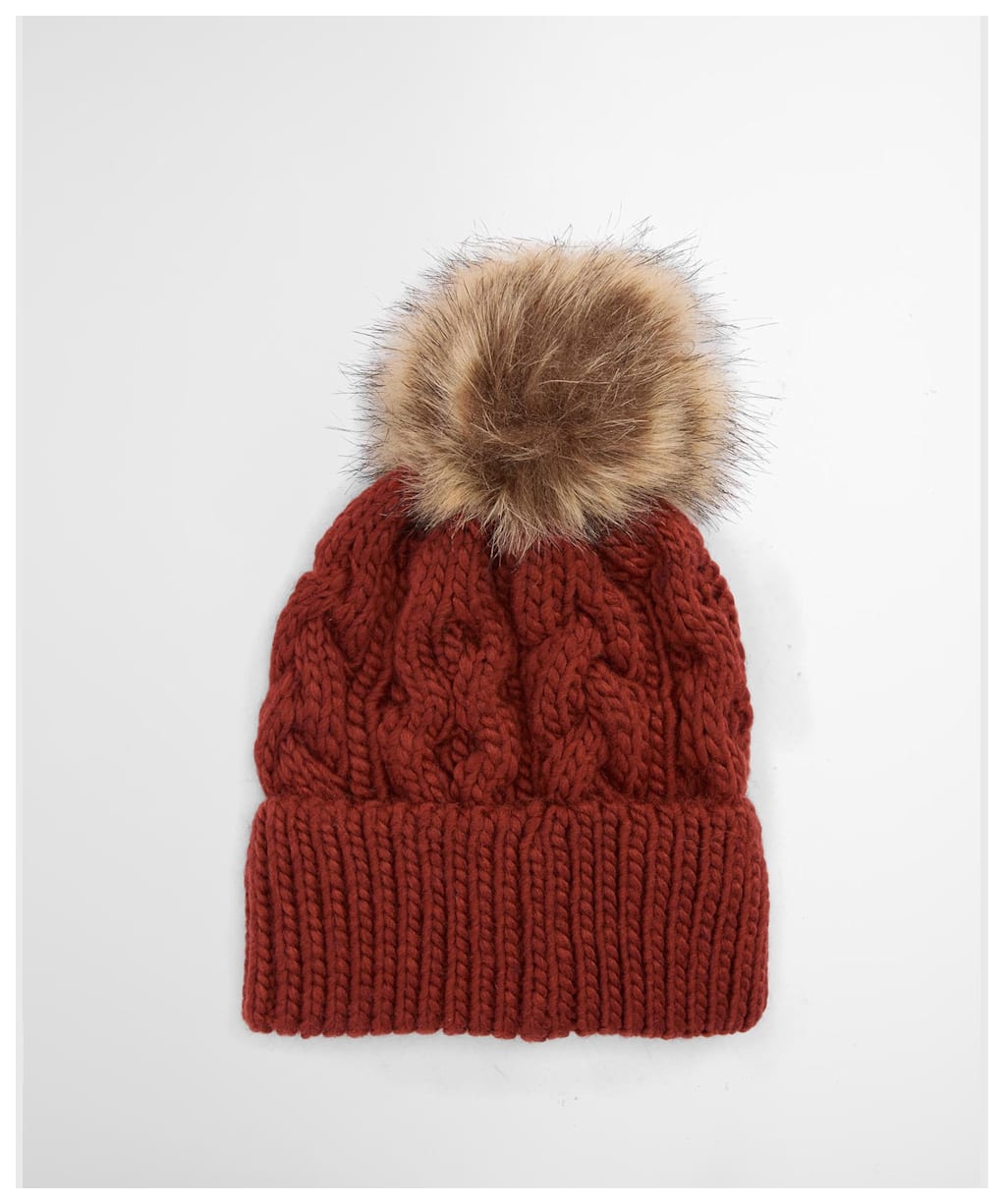 Women's Barbour Penshaw Cable Beanie - Burnt Henna