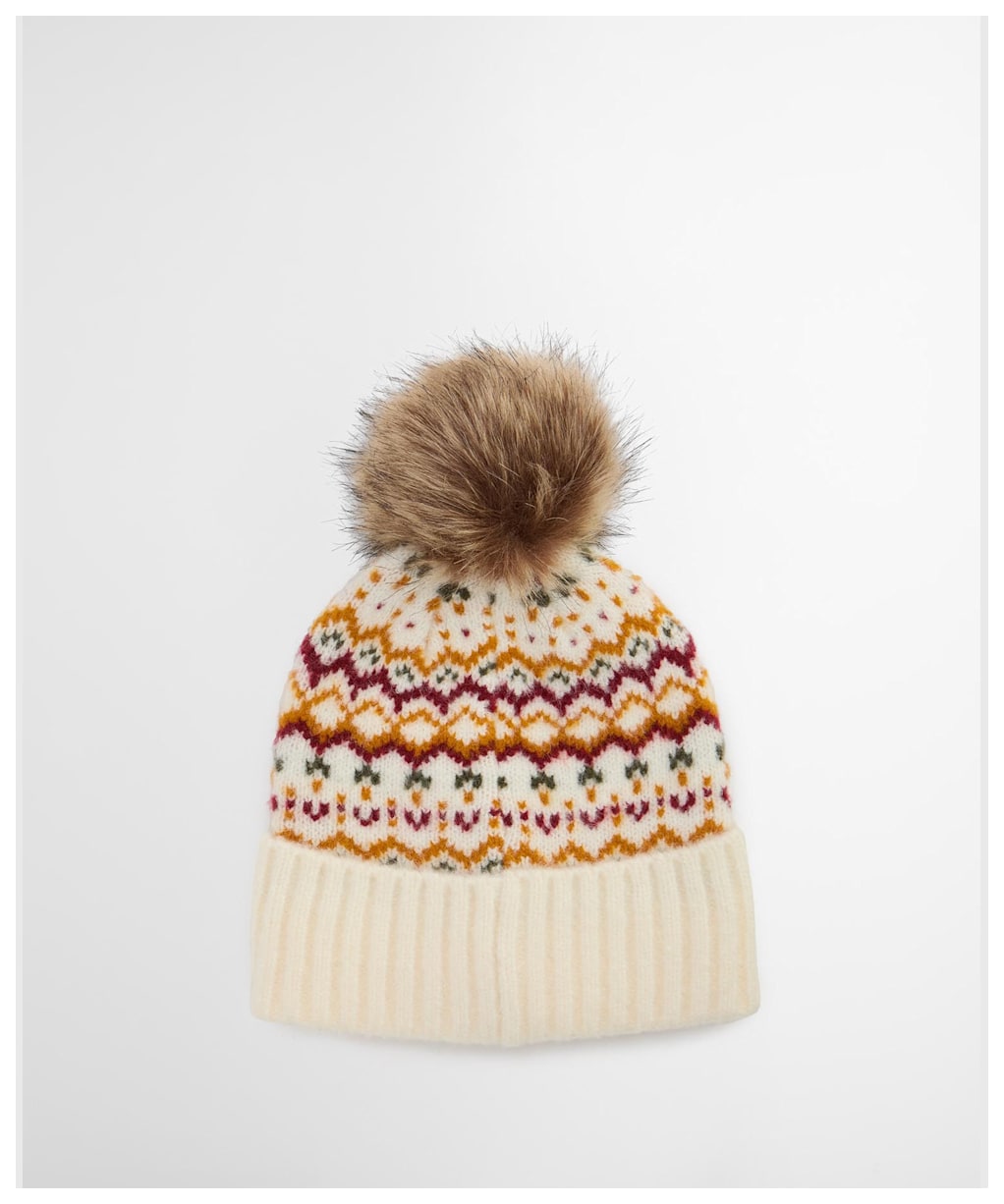 Women's Barbour Kingsford Fair Isle Beanie Hat - Cloud