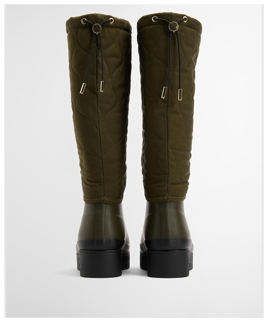 Women's Barbour Marnie Quilted Tall Wellies - Olive / Black