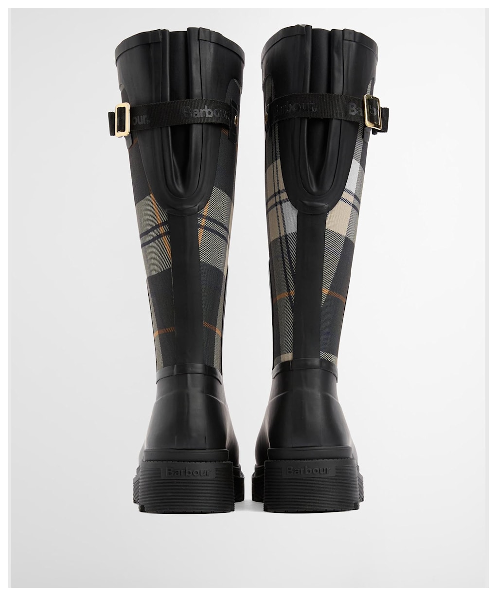 Women's Barbour Dena Tall Wellingtons - Black / Ancient Tartan