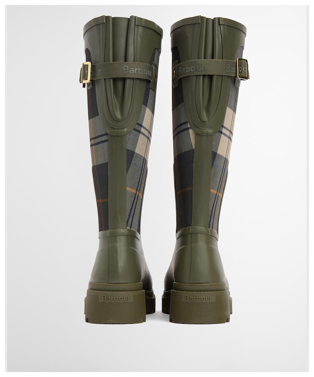Women's Barbour Dena Tall Wellingtons - Olive / Ancient Tartan