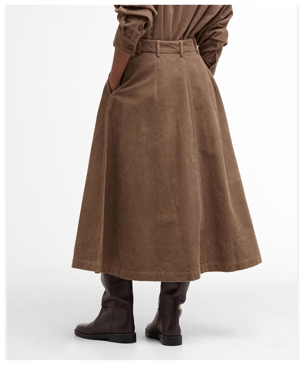 Women's Barbour Yasmin Midi Skirt - Military Brown