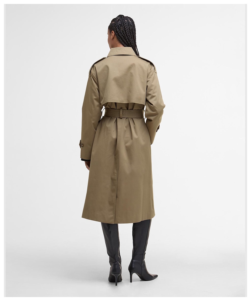 Women's Barbour Aoife Trench Showerproof - Military Brown / Hollyhock