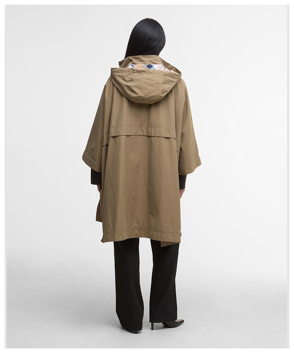 Women's Barbour Everlee Showerproof Cape - Military Brown / Hollyhock