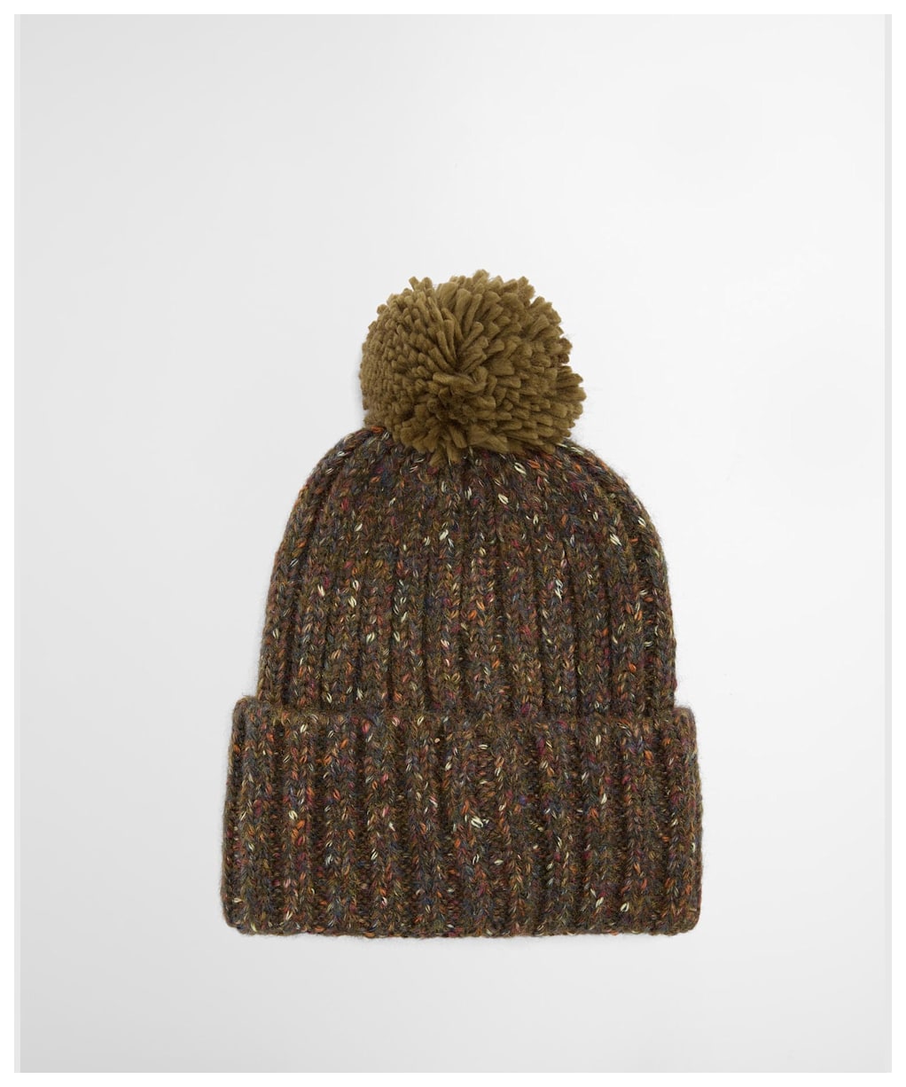 Men's Barbour Kelson Fleck Pom Beanie Hat - Olive