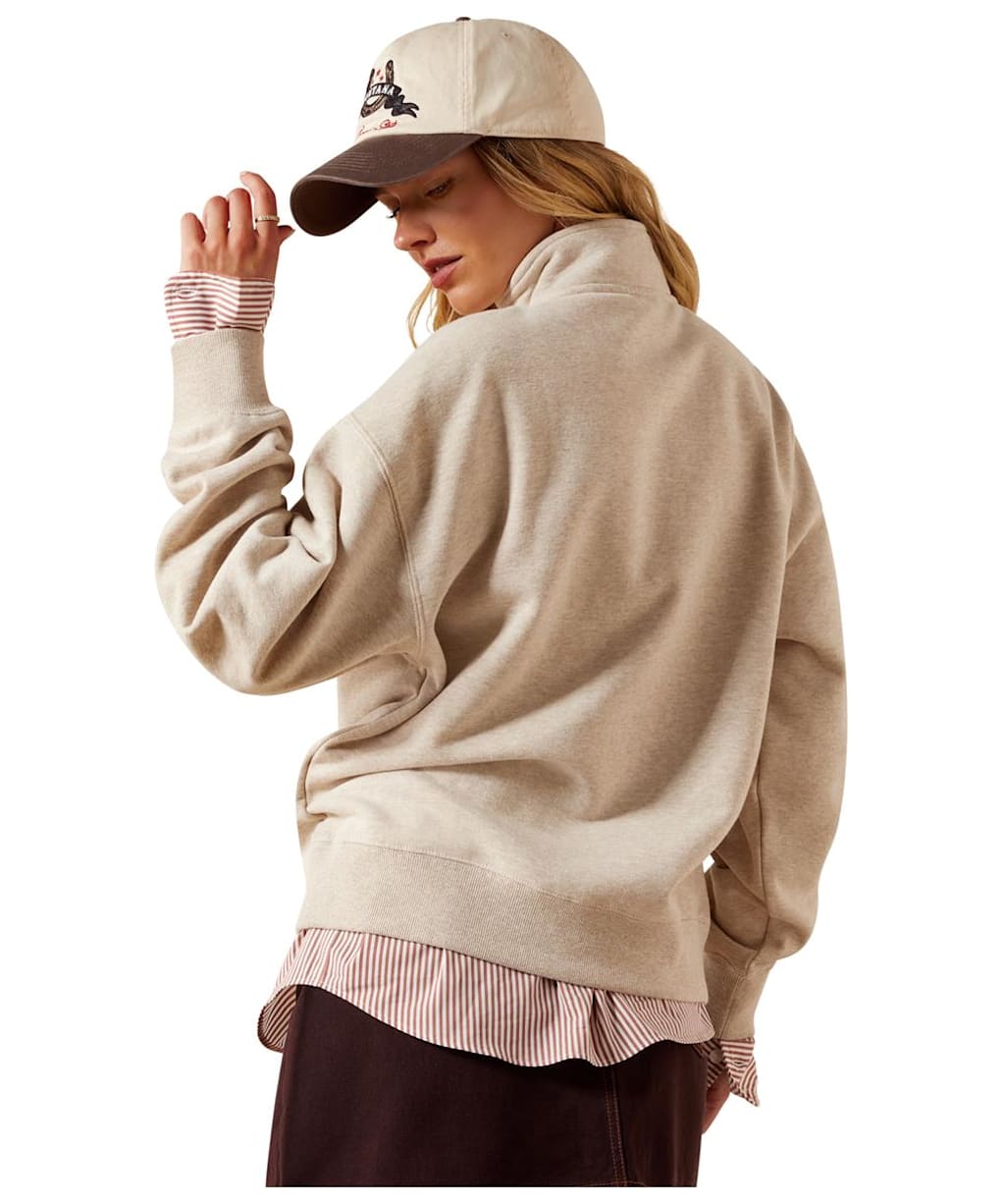 Women's Ariat Running Wild 1/2 Zip Sweatshirt - Oatmeal Heather