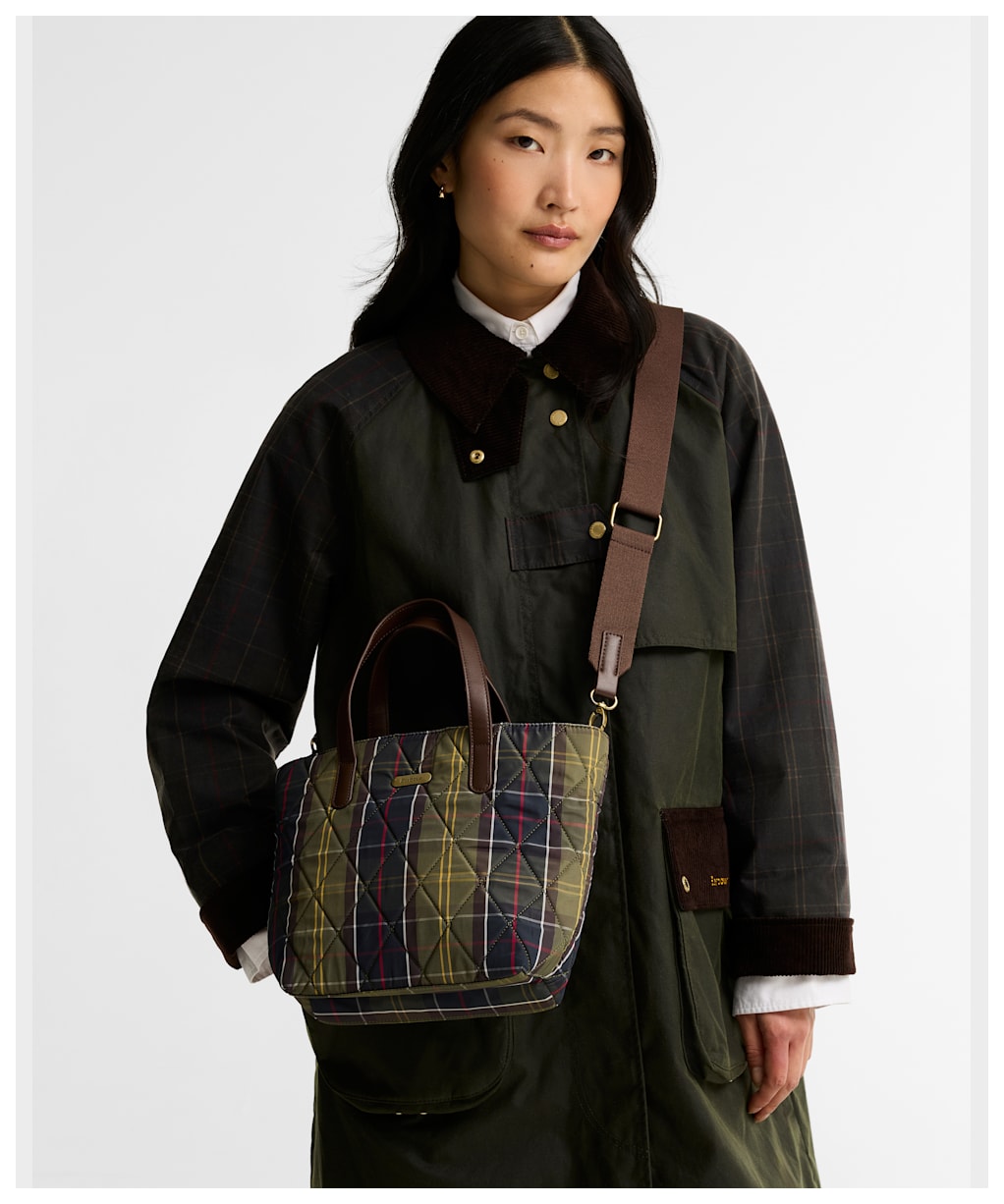 Women's Barbour Mini Quilted Tote Bag - Classic Tartan