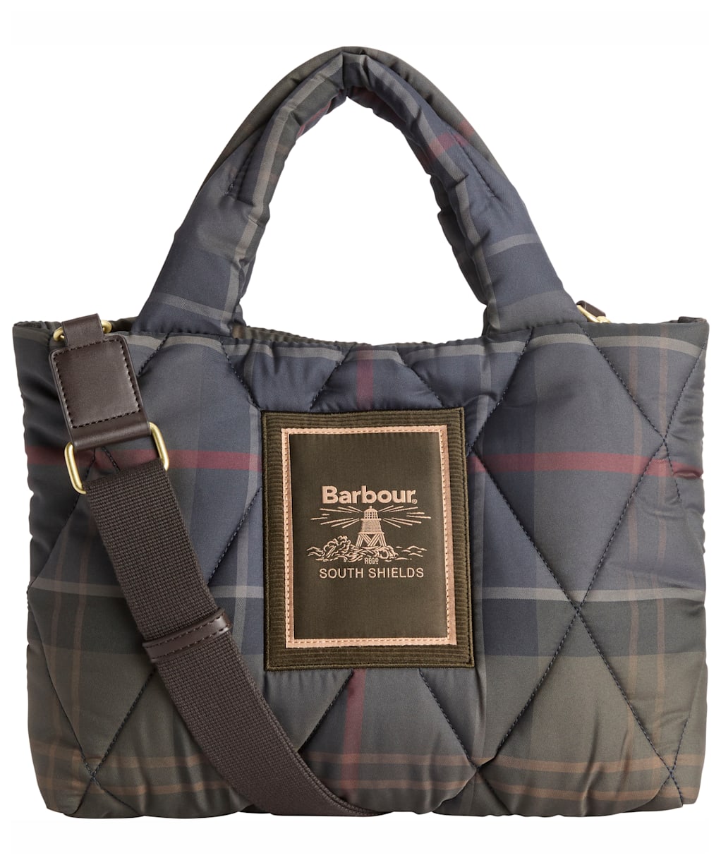 Women's Barbour Tartan Arlene Mini Quilted Tote Bag - Shadow Classic Tartan