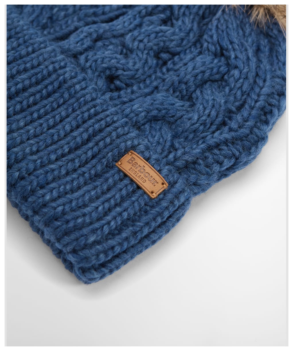 Women's Barbour Penshaw Cable Beanie - Navy Peony