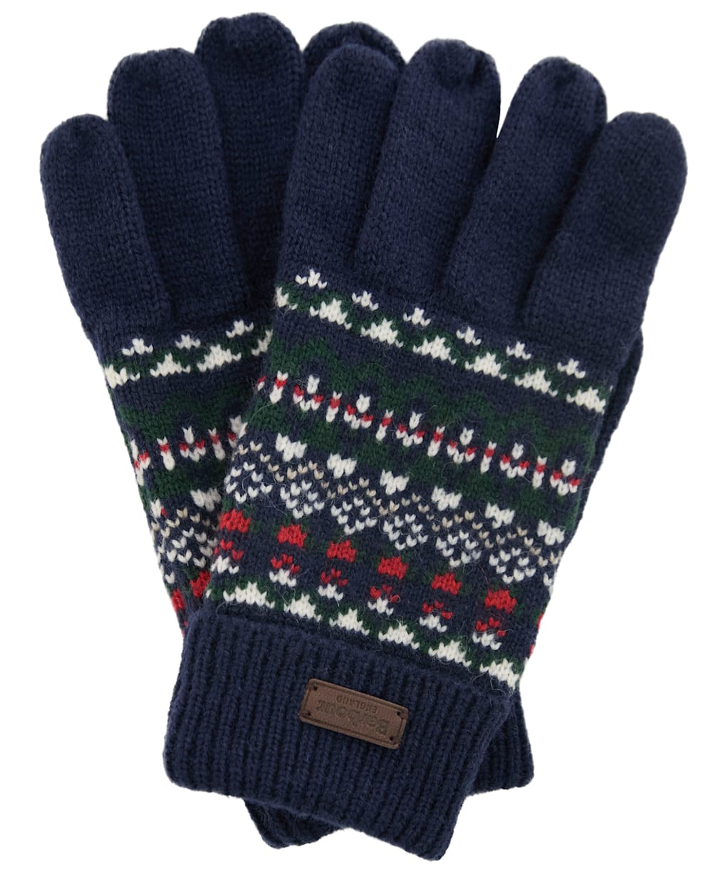 Men's Barbour Marlow Fair Isle Knitted Gloves - Navy / Evergreen