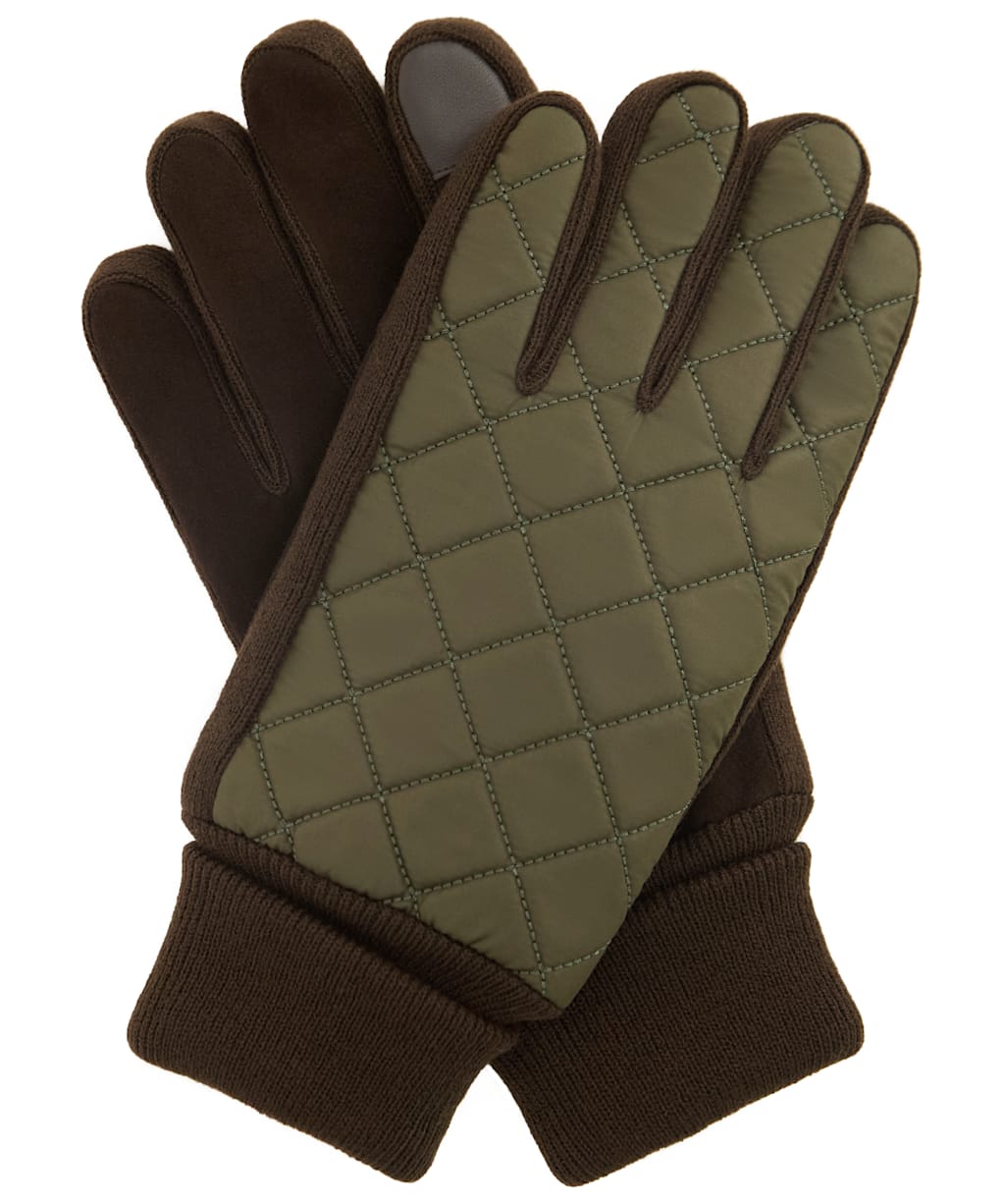 Men's Barbour Magnus Quilt Gloves - FOREST/BROWN