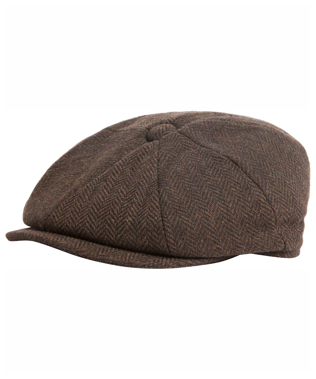 Men's Barbour Fyne Tweed Baker Boy Cap - Dark Brown