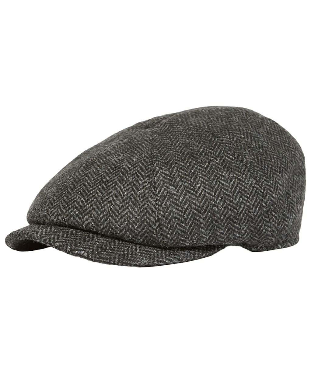 Men's Barbour Fyne Tweed Baker Boy Cap - Charcoal Grey