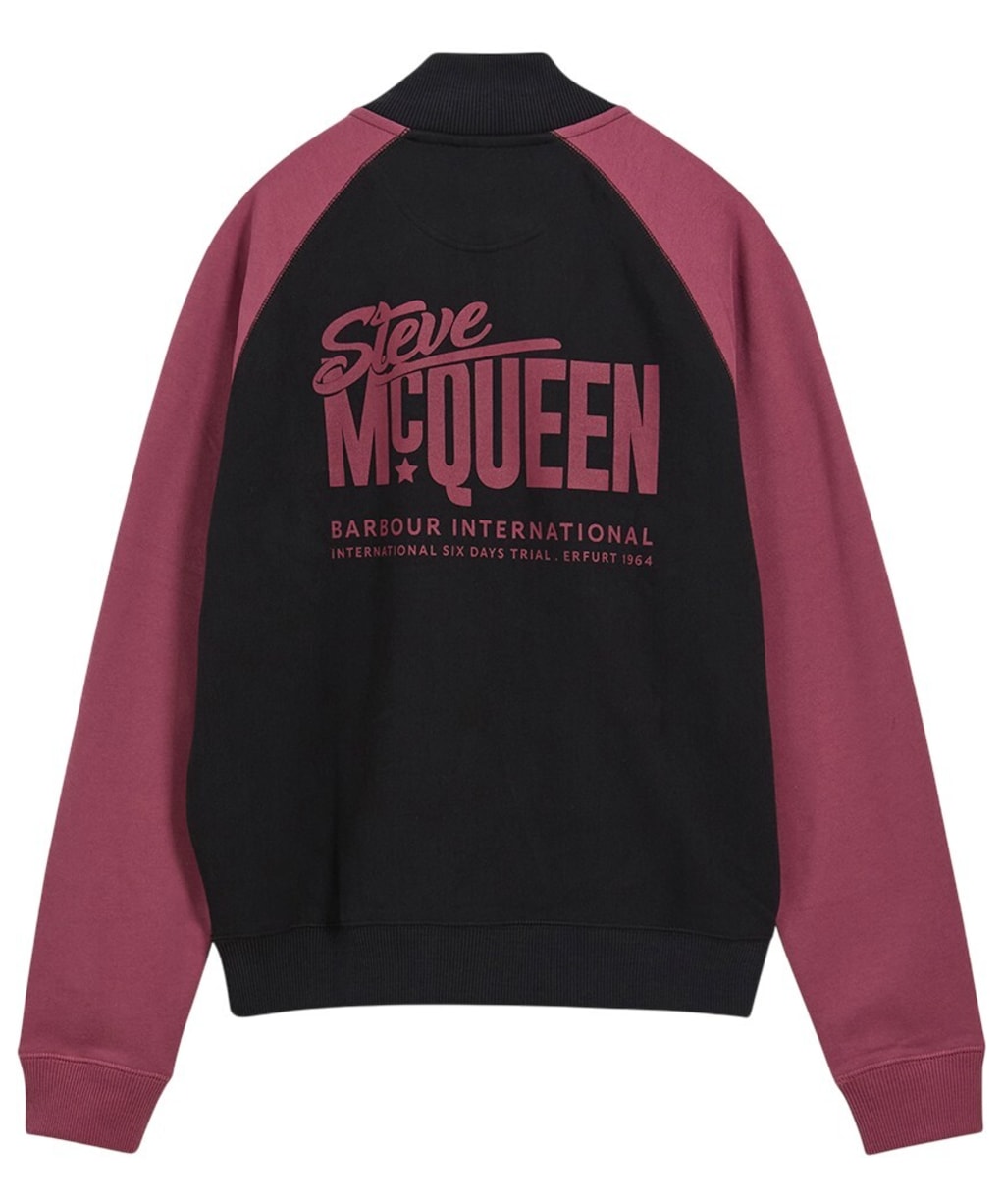 Men's Barbour International Steve McQueen Kenny Half Zip Sweatshirt - Black / Maroon