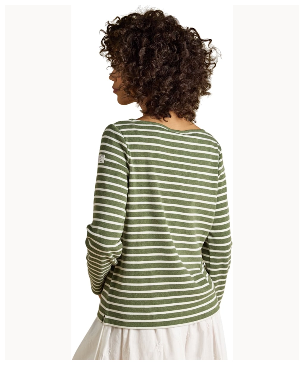  Women's Joules Striped Harbour Top - Khaki Marl