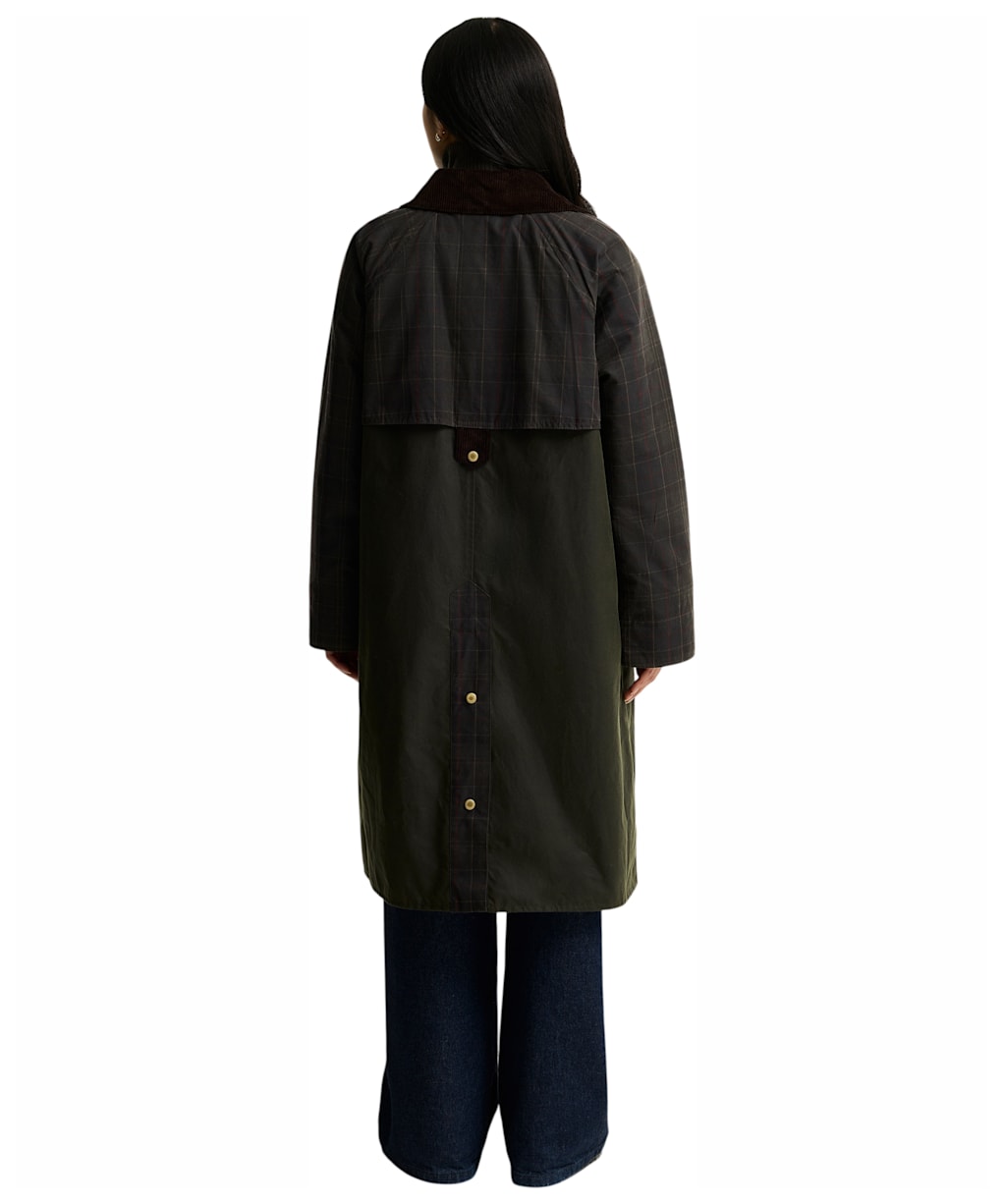 Women's Barbour Checked Kirklees Waxed Jacket - Fern / Classic / Shadow Classic