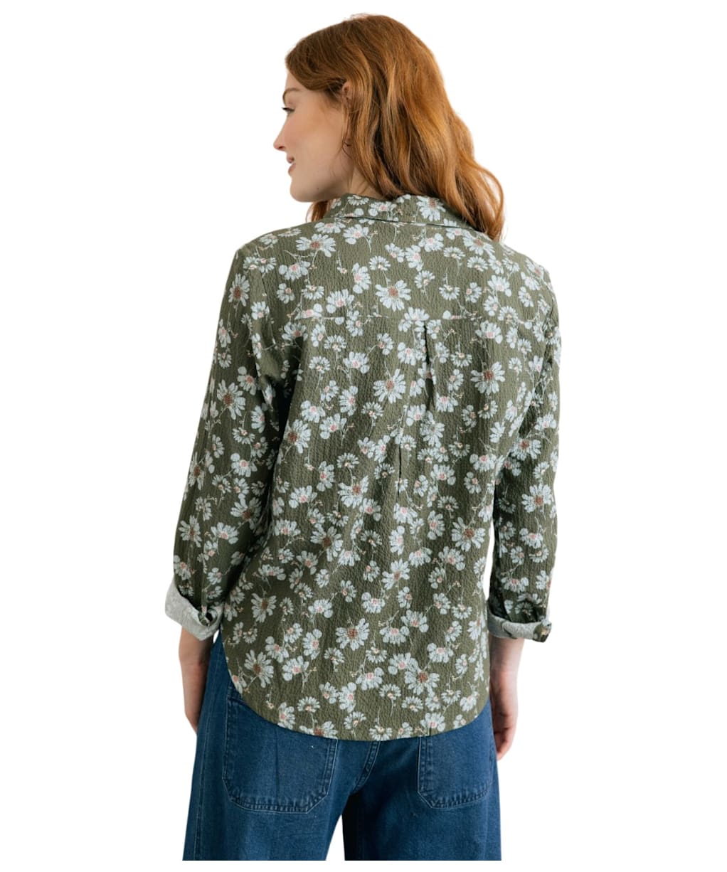 Women's Lily & Me Patsy Brushstroke Blooms Shirt  -Dark Olive