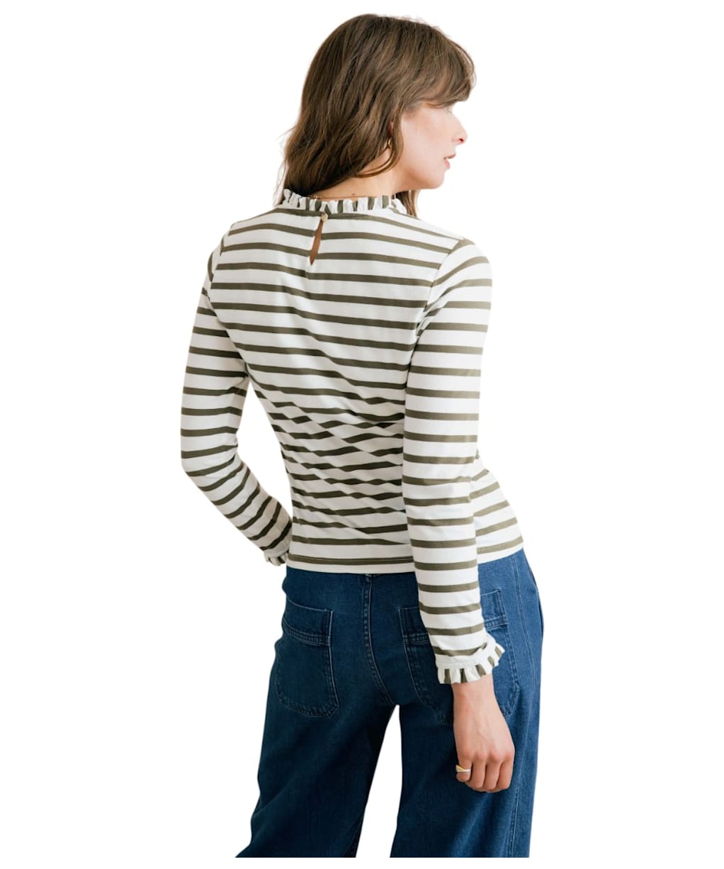 Women's Lily & Me Marnie Stripe Top - Olive / Ecru