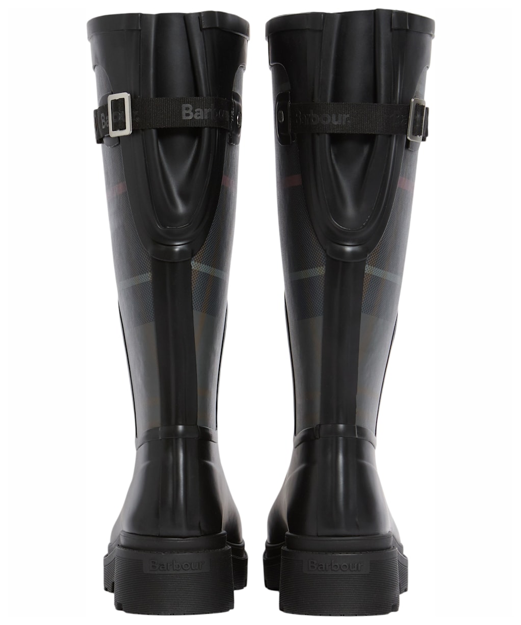 Women's Barbour Dena Tall Wellingtons - Black / Shadow Tartan
