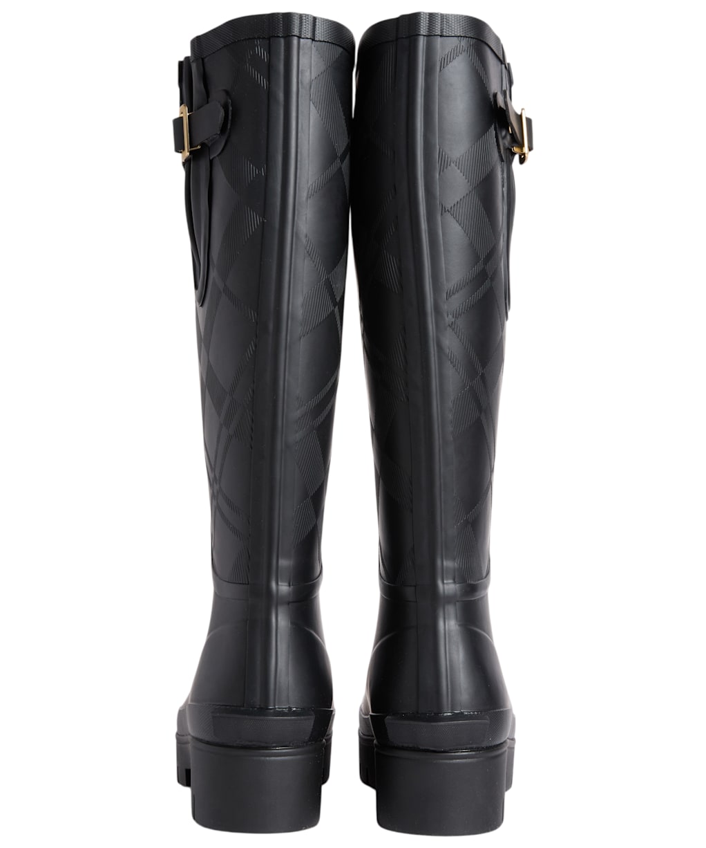 Women's Barbour Leighton Tartan Tall Wellingtons - Black