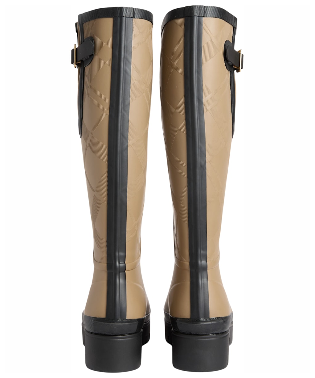 Women's Barbour Leighton Tartan Tall Wellingtons - Military Brown / Black