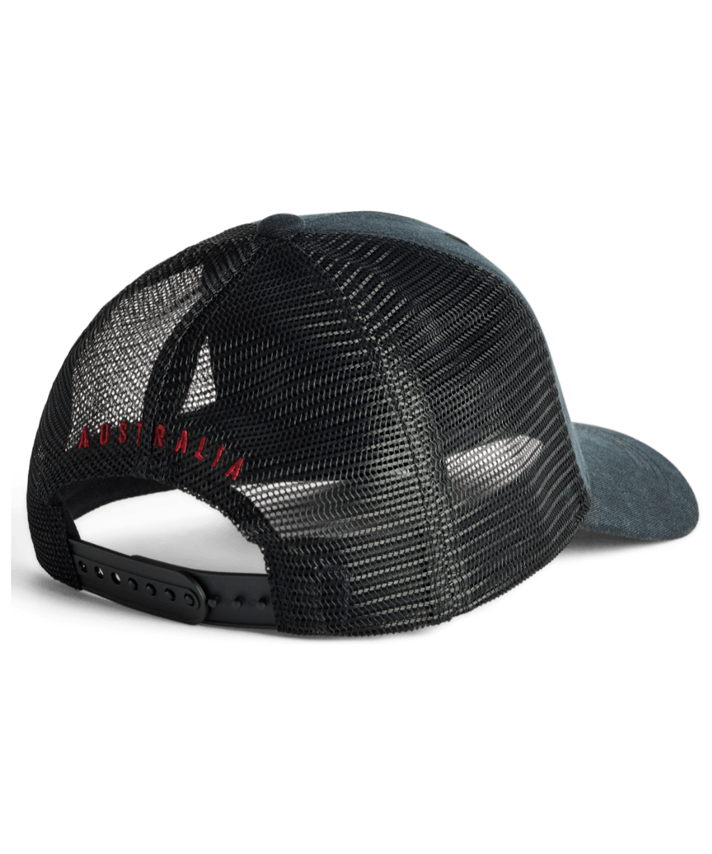 Men's R.M. Williams Longhorn Trucker Cap - Black Wash