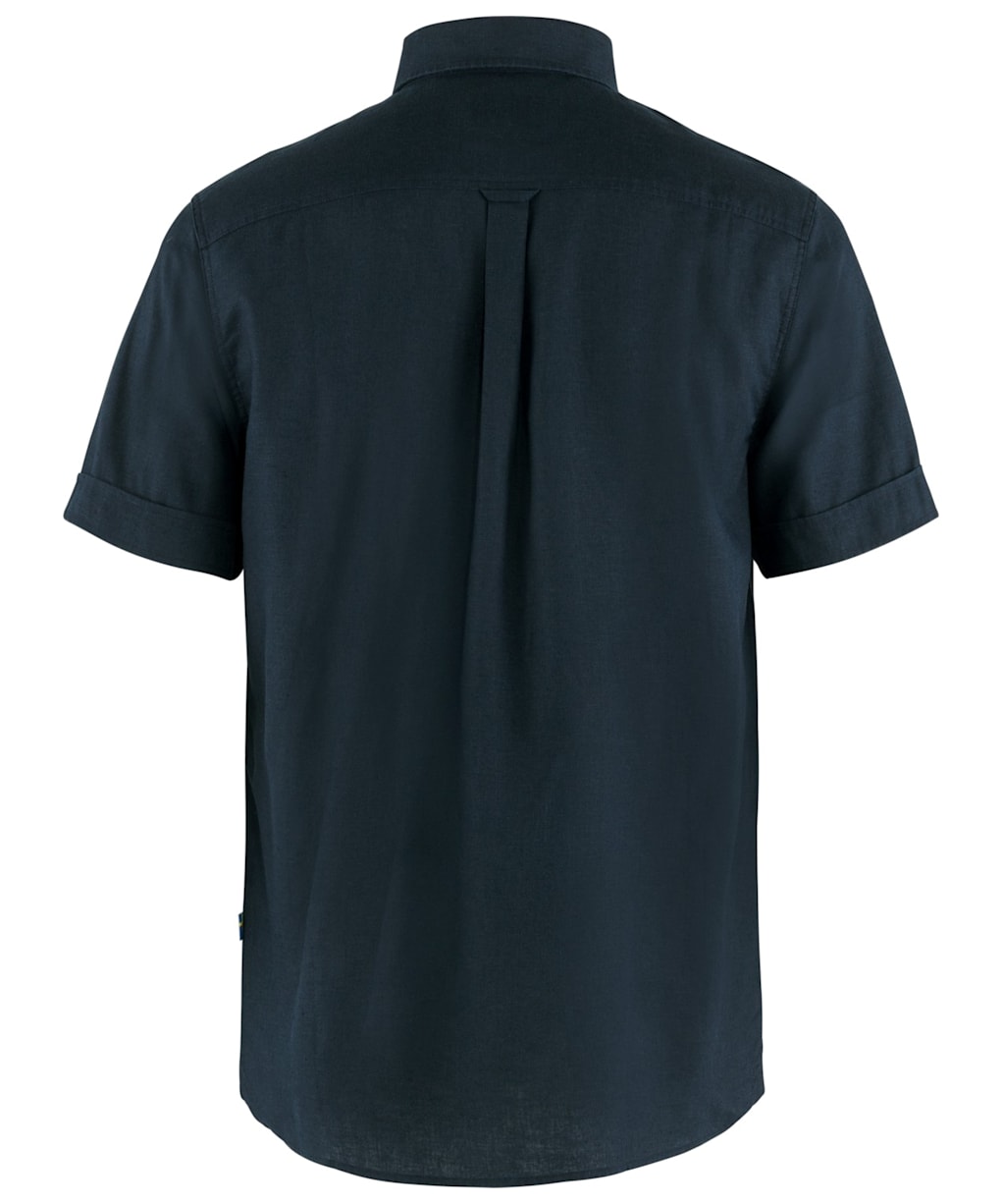 Men's Fjallraven Övik Travel Short Sleeve Shirt - Dark Navy / Patina Green
