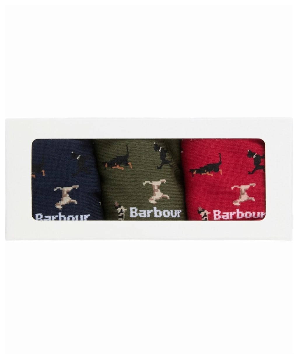 Men's Barbour Dog Sock Gift Set - Navy / Red / Green