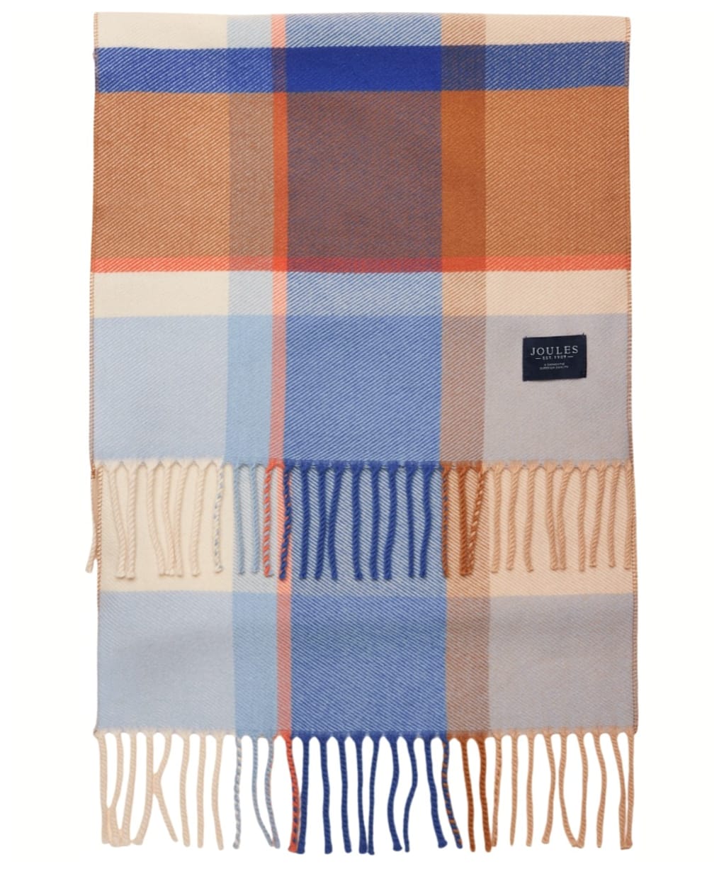  Women's Joules Langtree Scarf - Blue / Cream Check