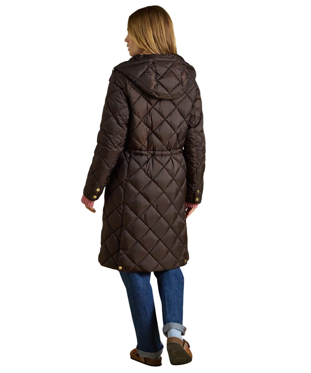 Women's Joules Chessington Showerproof Quilted Coat - Chocolate Brown