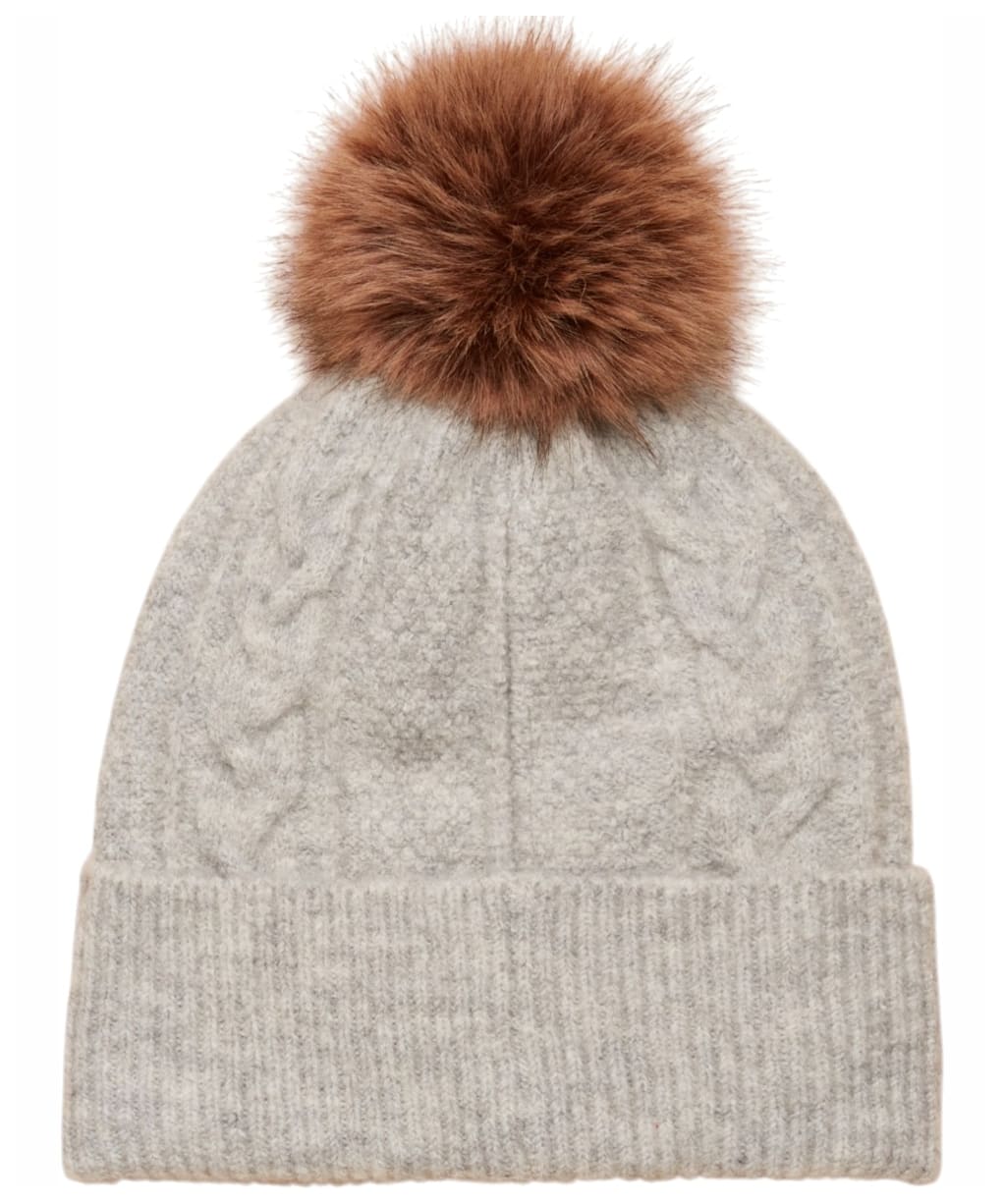 Women's Joules Cable Knit Bobble Hat - Grey