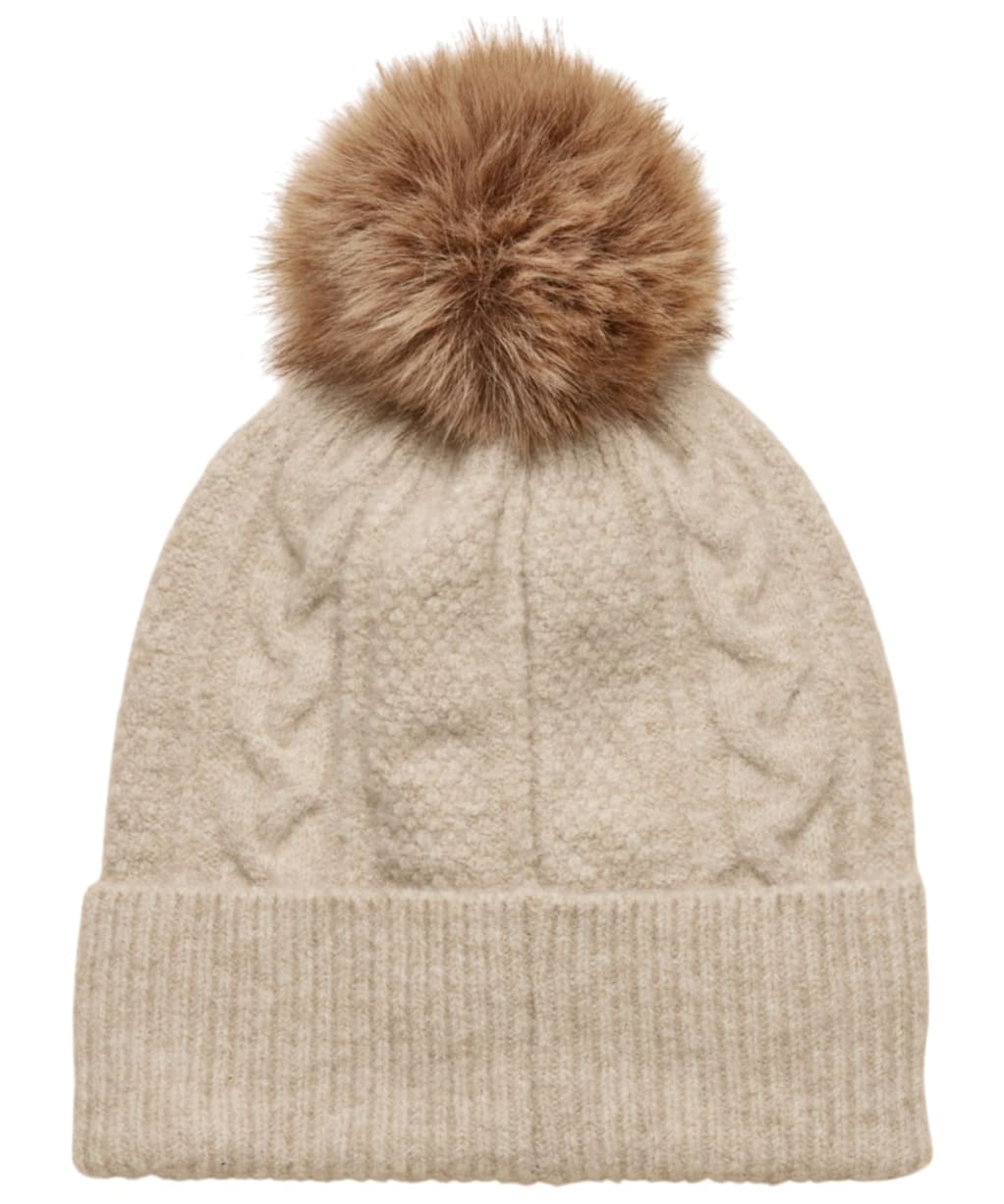Women's Joules Cable Knit Bobble Hat - Oatmeal