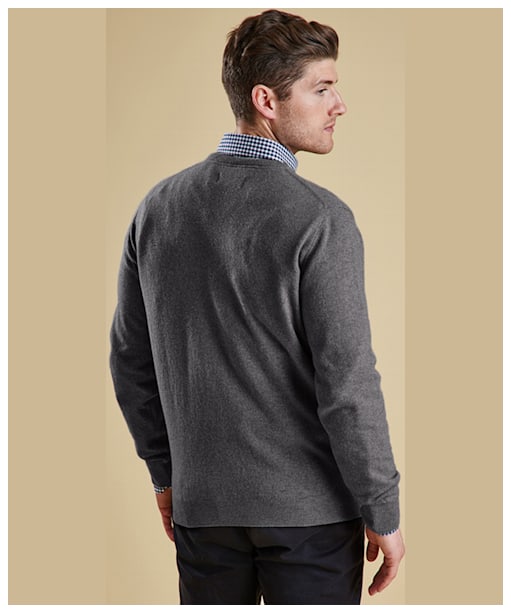 Men's Barbour Essential Lambswool Crew Neck Sweater - New Storm Grey